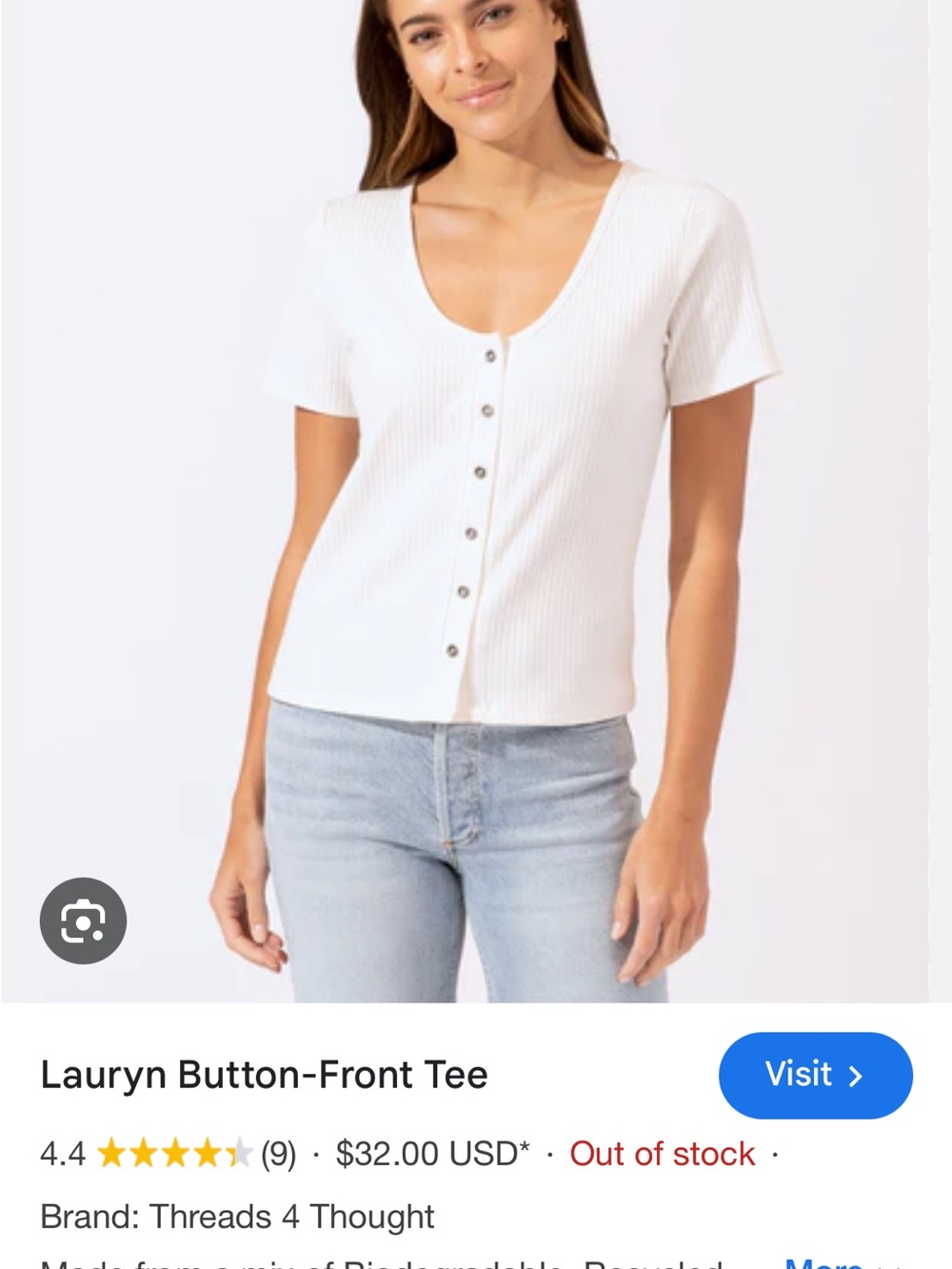 BLACK Threads 4 Thought BLACK Scoop-Neck Button-Front Tee